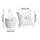 2pcs Wedding Flower Girl Basket And Ring Bearer Pillow Set  Double Heart Rhin   