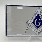 Brand New   Masonic freemason Mirror License Plate Silver blue - Factory Sealed