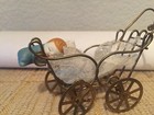 Carriage Stroller Buggy Miniature Brass Vintage Doll House Baby Carriage