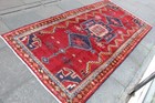 Vintage Hand Made Traditional Rug Oriental Wool Red Long Large Rug 301x147cm