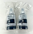 Genuine Epson 502 Black Ink Bottle 2 Pack For Et-2700 Et-2750 Et-3700 Et-3750 