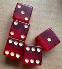5  Vintage Cherry Red Bakelite Dice