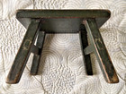 Antique 19th Century Vermont Monochrome Hardwood Footstool Original Green Paint