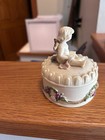 Vintage Cherub Angel Trinket Box Floral Relief Jewelry Box Reading Cupid