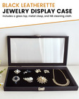 Novel Box Glass Top Black Leatherette Metal Clasp Jewelry Gem Display Case