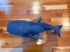 Pottery Barn Kids Organic Whale Plush Pillow Nautical Toy Blue Linen 35    - Large