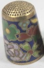 Vintage Cloisonne Brass Thimble Enamel Inlay Multicolor Flowers