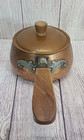 Vintage Stockli Netstal Swiss Made Hammered Copper Pot With Lid   Wooden Handle