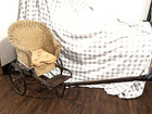 Antique Wicker Baby Buggy Stroller Cart   Cast Metal