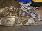 Large Vintage Silver Plated Lot - Mixed Hollowware Serving Trays  Bowls   More