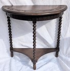 Ornate Demilune Table Half Moon Solid Dark Wood  Unique Entry hall 25 t