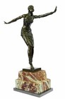 Large Dimitri Chiparus Dancer Art Decor Bronze Sculpture Marble Base Lost Wax