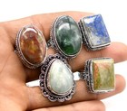Trendy Rings Mix Lot 925 Sterling Silver Plated Gemstone Rings  Handmade Rings 