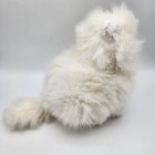 Vintage Dakin Fluffy White Cat Plush 12  Green Eyes Pink Nose Stuffed Toy 1983
