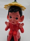 Vintage Pixie Elf Figurine Japan Brinn s Christmas 50s Seated Flower On Head