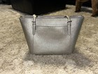 Michael Kors Ciara Saffiano Metallic Silver Large Leather Tote 35h5mc6s7m Nwt