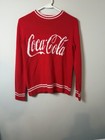 Coca-cola Sweater Red White Script Logo Striped Crewneck Pullover Women   s S