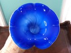 Blue White Cased Glass Ribbed Fluted Stretch Vase 15 75  Decor Flower Display 