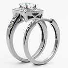 2 65 Ct Halo Princess Cut Cz Stainless Steel Women s Wedding Engagement Ring Set