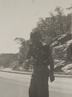 Rare Old Vintage Photo Man Smoking Cigarette Side Of Road Vehicles Mountains