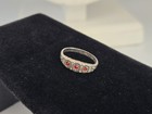 Antique Art Deco Sterling Silver   Red Glass Stones Baby Child s Ring - Sz 1 1 2