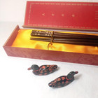 Authentic Chinese Chopsticks Vintage Gift Set With Duck Stick Rests Beijing 