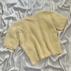 Vintage 1940s Pale Butter Yellow Hand Knit Fuzzy Angora Sweater Top Size S