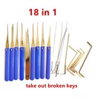 18pcs Locksmith Tool Kit Broken Key Extractor Set Tension Wrench Tools