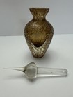 Textured Amber Art Glass Perfume Vanity Bottle With Stopper New