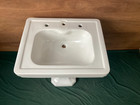 Antique 27x22 White Ceramic Pedestal Bathroom Sink Old Vtg Standard 106-26e