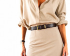 Vintage Black Leather Brass Buckle Belt Size S 1  Wide 34  Long Waist  Minimal