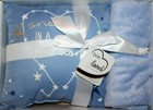 Born Loved Luxury Baby Blanket   Decorative Pillow Set - Blue Or Peach Pink