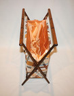 Vtg Collapsible Sewing Basket Lattice Stripe Folding Wood Frame Knitting Yarn