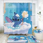 Disney  Stitch Bath  Cartoon Shower Curtain Set  Set Includes Shower Curtain