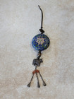 Old Chinese Export Enamel Hanging Knot Ornament Cloisonne Beads Horse Carnelian 