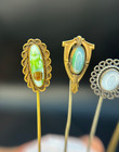 Antique Victorian Art Nouveau Stick Pin Lot 4 Natural Stone Cabochons Moonstone