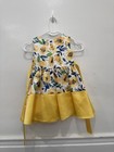 Girls Yellow Floral Party Dress Sleeveless Bow Tie Back Special Occasion Dress