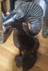 Vintage Ironwood Hand Carved Big Horn Mountain Ram Statue Sculpture 16   