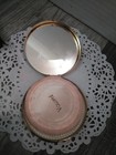 Vtg  Volupte Powder Compact Mirror- Art Deco Black Gold  Mcm  2 75    U s a 