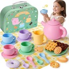  Silicone Tea Sets For Toddlers 3-5  22pcs Washable Tea Party Set With Storage 