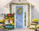 Ivn Spring Garden Flag Cat Welcome Flag Double Sided 12 X 18 Inch Featuring O   