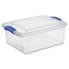  4 Pack   15 Quart Latch Box  Clear Plastic Storage Bin With Clear Lid  Blue