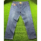 Kaaji Mens Denim Jeans W42 L33 Blue Dark Wash Skull Snake Dragon Graphic Pockets