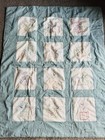 Vtg Hand Made Baby Quilt Blanket Throw Blue White Gingham Embroidered 35x42   