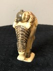 Japanese Carved Resin Netsuke Figure Girl On Horse  Signed       