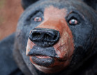 Vtg Fantastic Hand Carved Black Bear Painted Wood Mirror W Paw 19  Oval Heavy