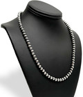 Native American 6mm Sterling Silver Beads Navajo 19  Hook   Eye Cone Necklace