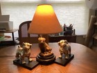 One Pug Lamp  gold    Two Pug Figurines  silver  Lot 3