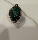 Vintage Navajo Sterling Silver Green Turquoise Statement Ring Size 7 5 Signed R