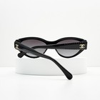 Chanel Ch71670a Cat-eye Sunglasses Women Black Gray Lens Gold Cc Logo Luxury